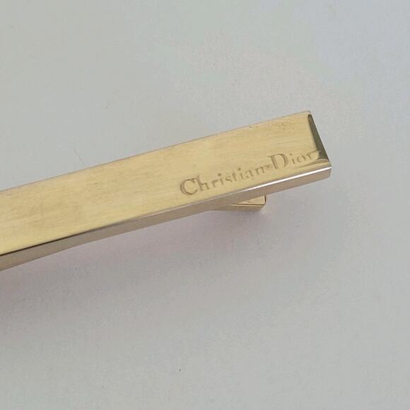 Christian Dior Tie Clip Clasp Gold Tone 2in Logo Vintage Minimalistic - Picture 2 of 7